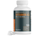 Bronson Vitamin K2 MK-7 100 mcg, K2 as MK7 Menaquinone, 120 Tablets | Helps Transport Calcium to Bones, Biologically Active Longer than Vitamin K1, Non-GMO, Gluten-Free & Soy-Free