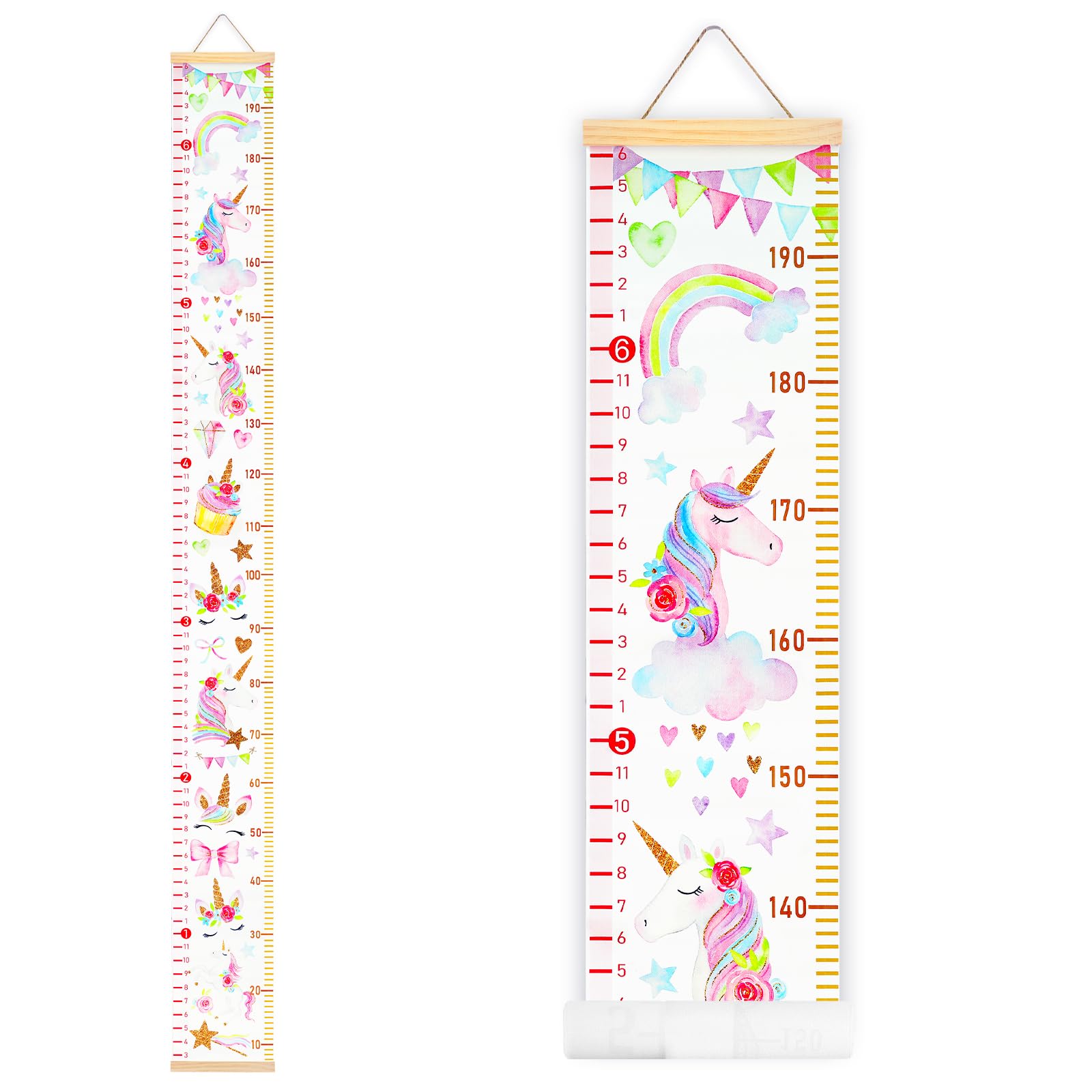 Buy now Mibote Baby Growth Height Chart Handing Ruler Wall Decor for Kids, Canvas Removable Height Growth Chart 79" x 7.9" (Black & White) unicorn at indiglob india