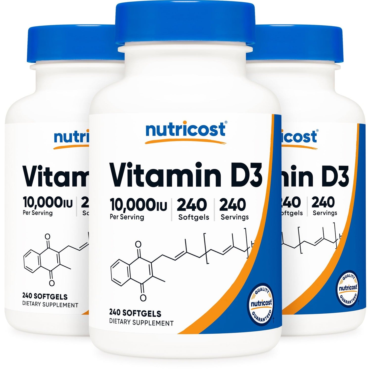 Nutricost Vitamin D3 10,000 IU, 240 Soft Gel Caps (2 Bottles)