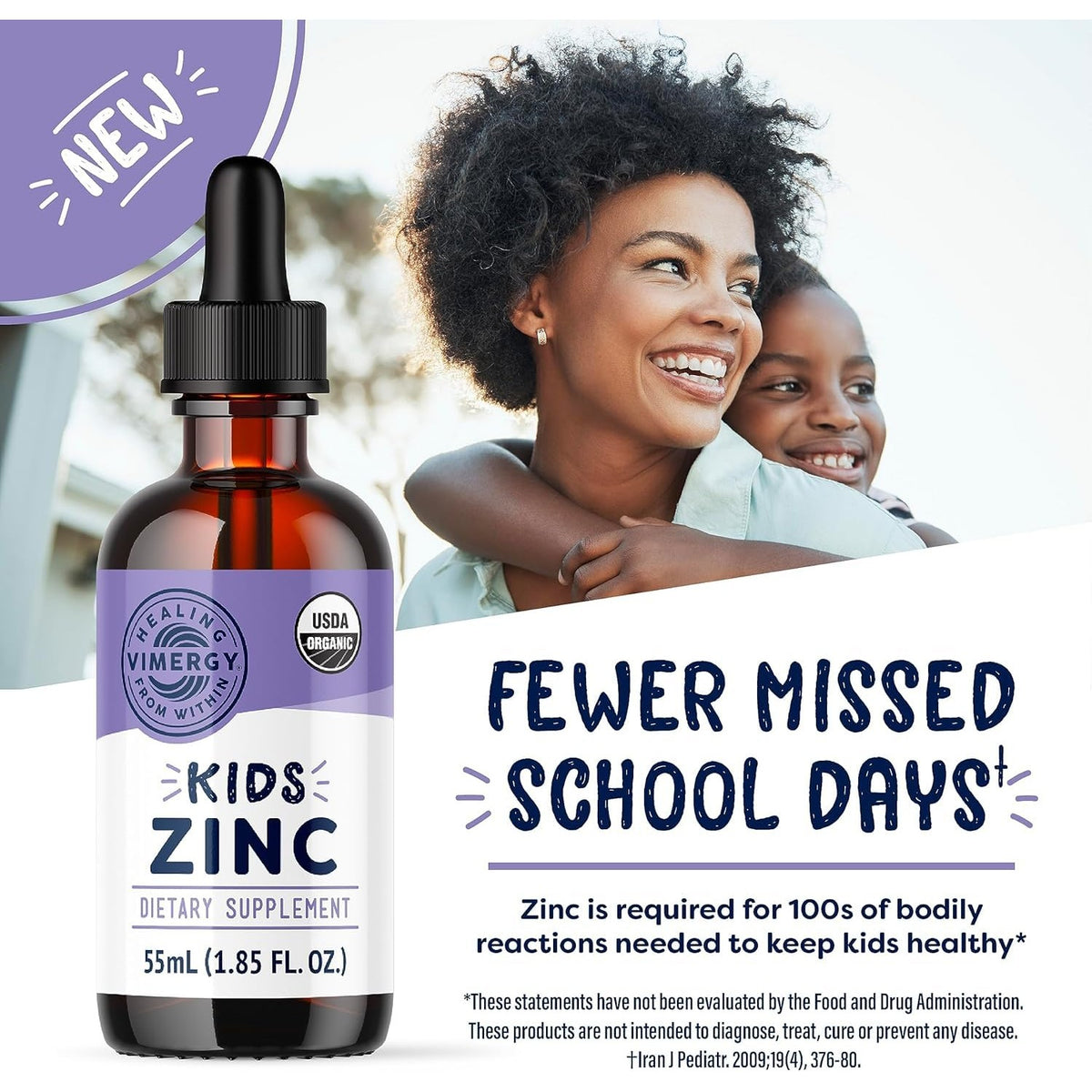 VIMERGY Kids Liquid Zinc Supplement, Organic Non-GMO, 55 mL, 31+ Servings