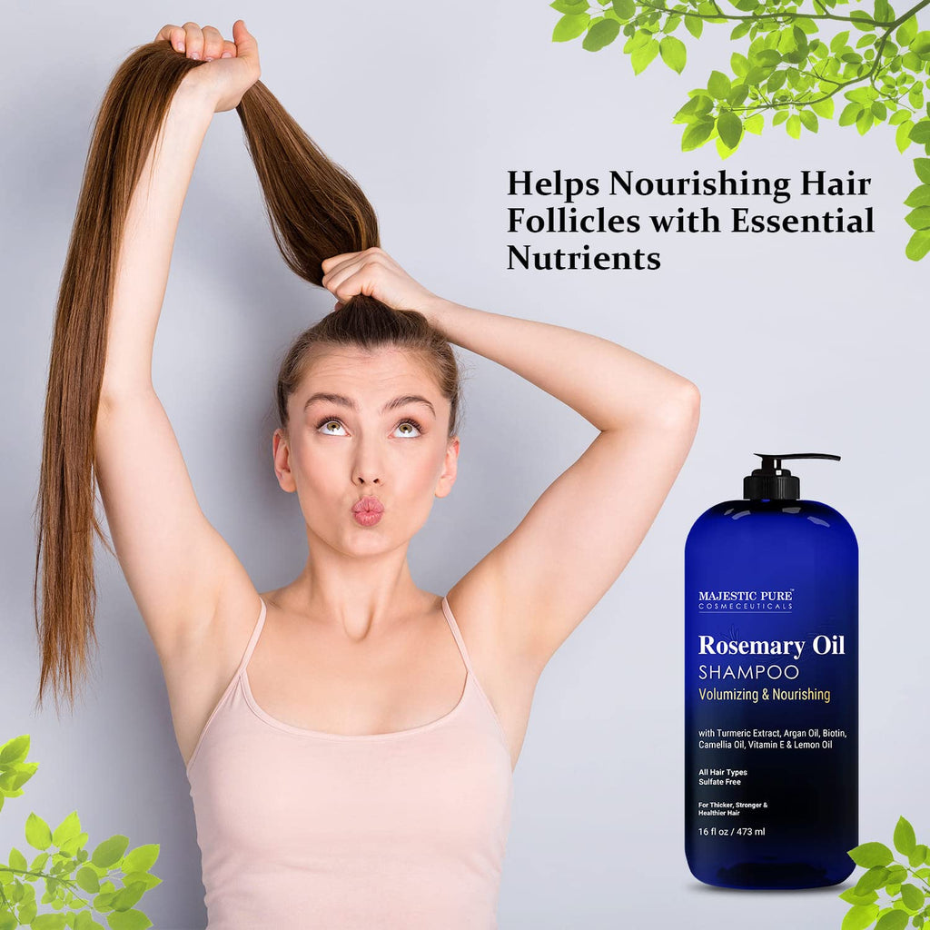 Buy now Majestic Pure Rosemary Oil Shampoo for Hair Growth - Volumizing & Nourishing Shampoo - with Vitamin E & Argan Oil - Sulfate Free, for Men & Women - 16 fl oz at indiglob india