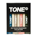 TONE 4 Piece On-The-Go Cologne Sample Pack for Men & Women, Multi-Layered, Light Cologne, Travel Size, 4 Premium Scents - Fresh, Citrus, Coconut, Woodland (0.3 fl oz each)