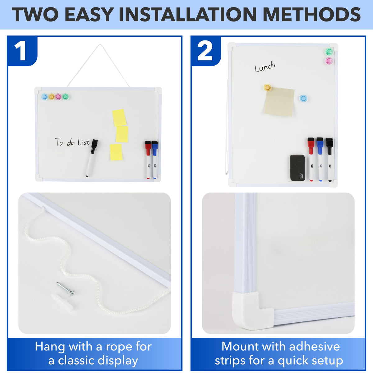 Mr. Pen- Double-Sided Dry Erase Board for Wall, 16" x 12", Magnetic