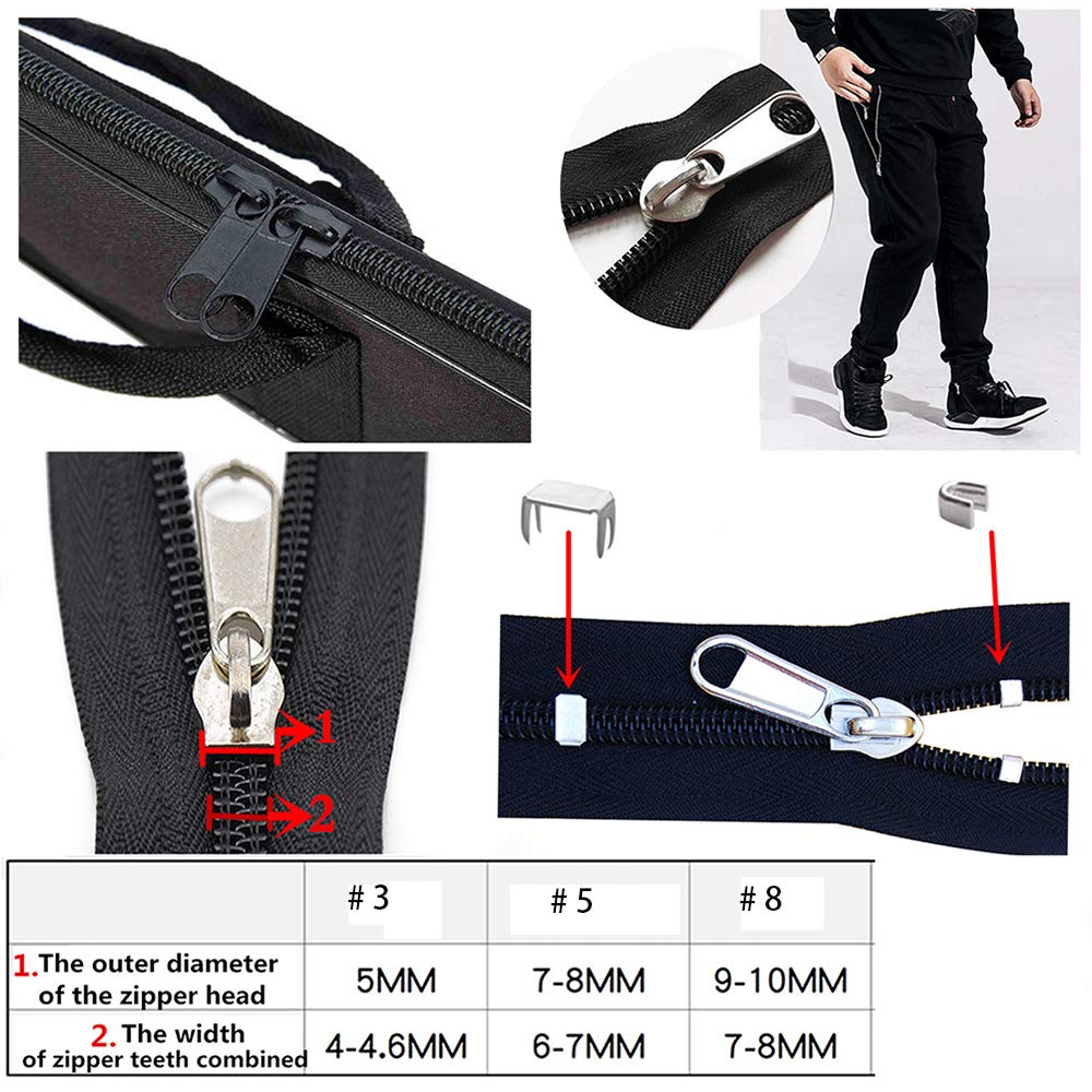 Meikeer 252Pcs Zipper Repair Kit Replacement Pulls Bags Jackets Luggage
