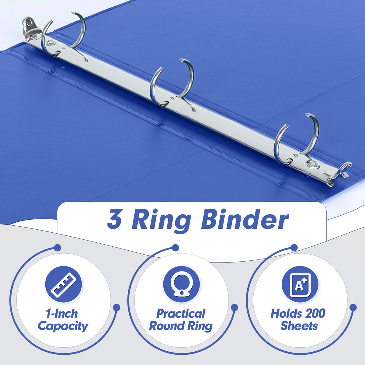 PANDRI 12 Pack 1-inch 3 Ring Binders with 2 Interior Pockets, 6 Colors