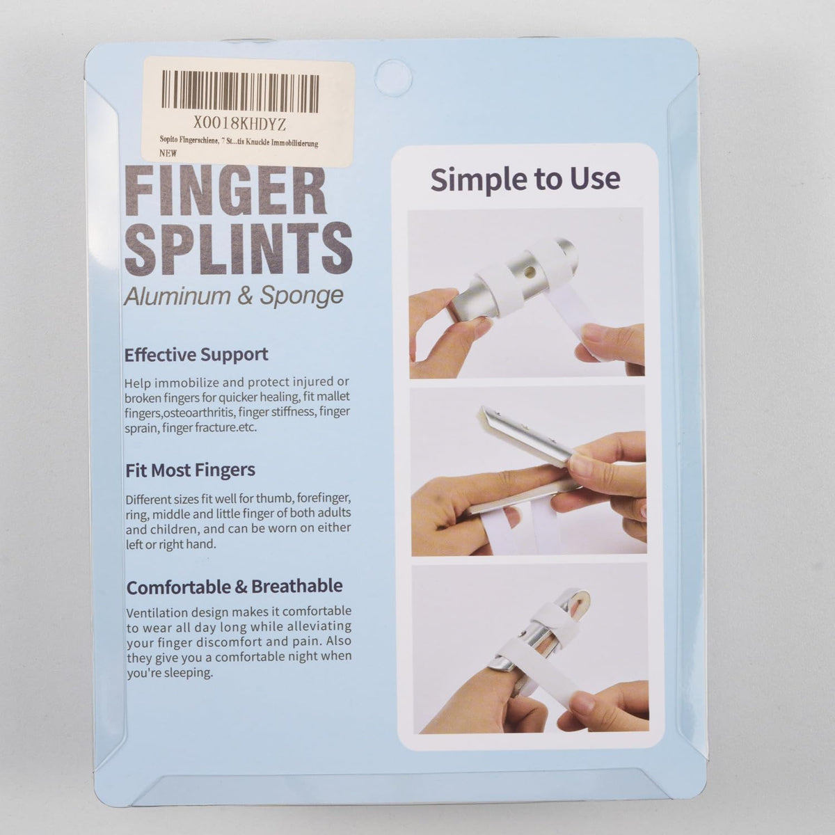 Sopito Finger Splint, 7 Pack Finger Brace for Knuckle Immobilization