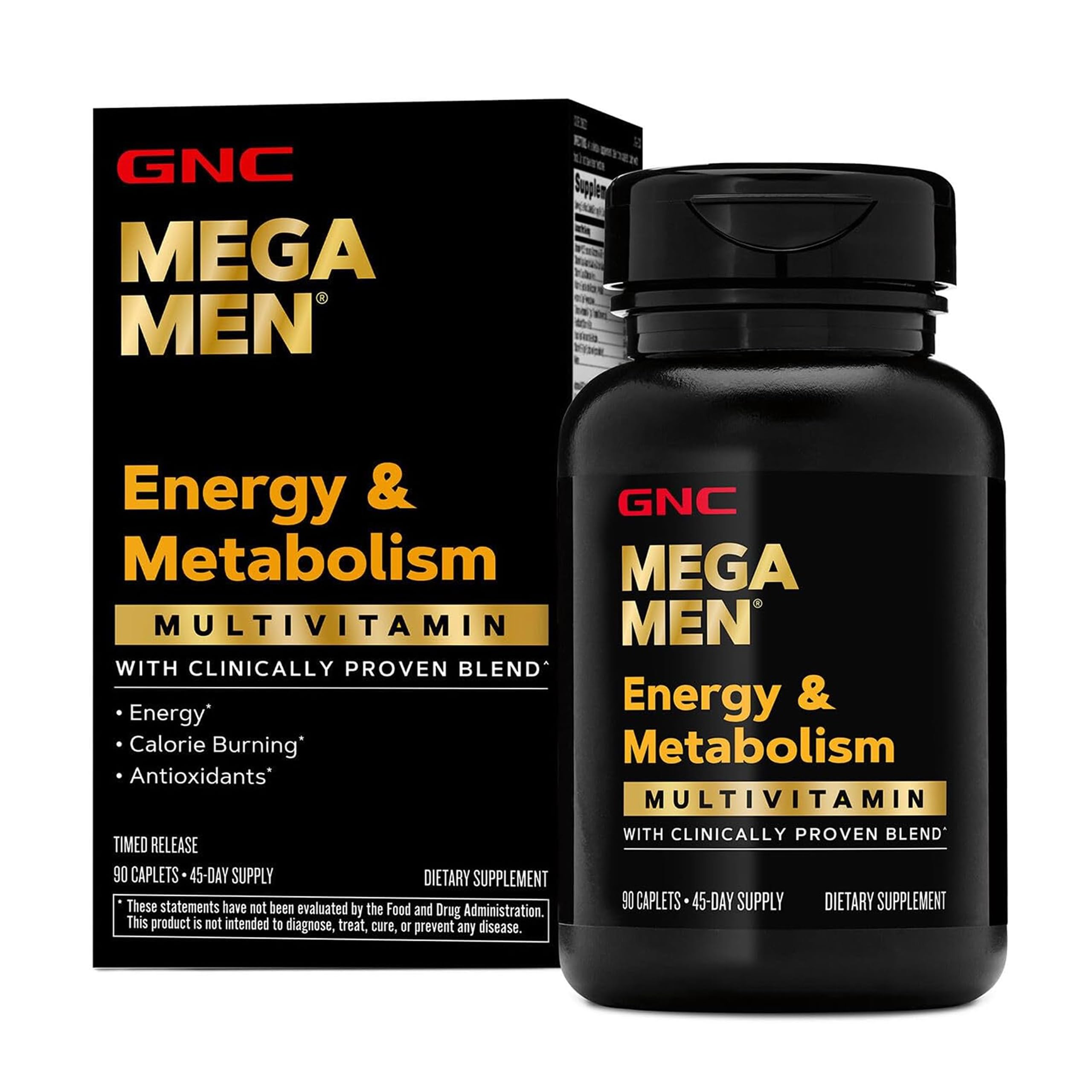 GNC Mega Men Energy & Metabolism Multivitamin for Men, 180 Count | Clinically Studied Antioxidants Support Energy Production, Colon and Prostate Health, Calorie Burning, and Mental Sharpness