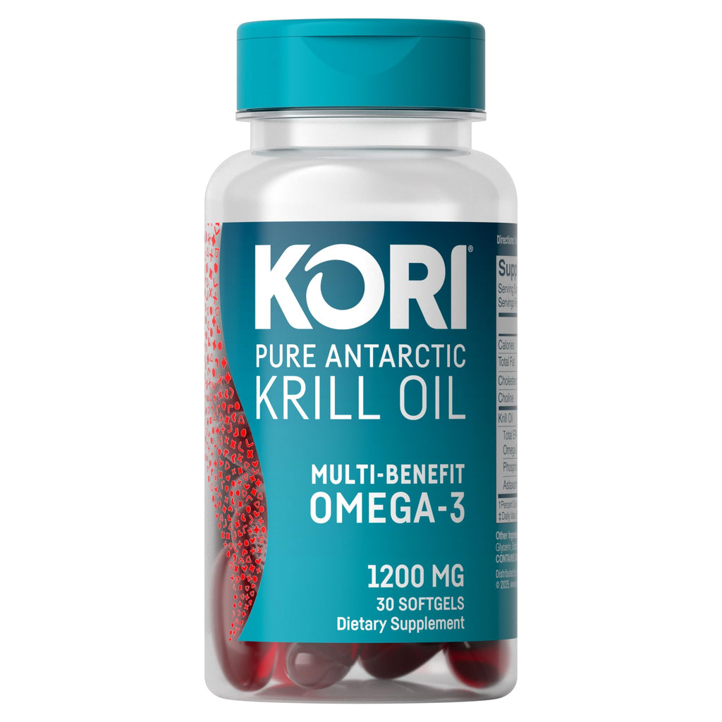 Kori Krill Oil Omega 3 Supplement, Antarctic Krill Oil with Superior Absorption vs Fish Oil, 1200mg Softgels,EPA & DHA, 30 Softgels
