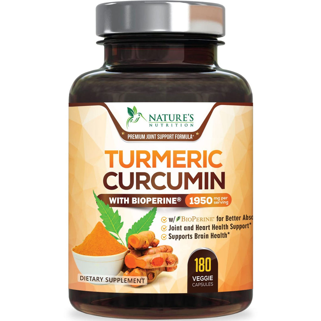 Turmeric Curcumin Supplement 95% Curcuminoids 1950mg with Organic Turmeric & BioPerine Black Pepper Extract for Best Absorption, Natural Vegan Joint Support, Non-GMO, Bottled in USA - 120 Capsules