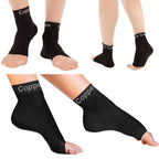 Buy now Copper Compression Foot Sleeves - Plantar Fasciitis, Achilles, Ankle Support Brace Socks - Day / Night Relief from Heel Spurs, Arch Pain, Swelling, Soccer Injuries, Golf, Running - 1 Pair Black - L Large Black at indiglob india