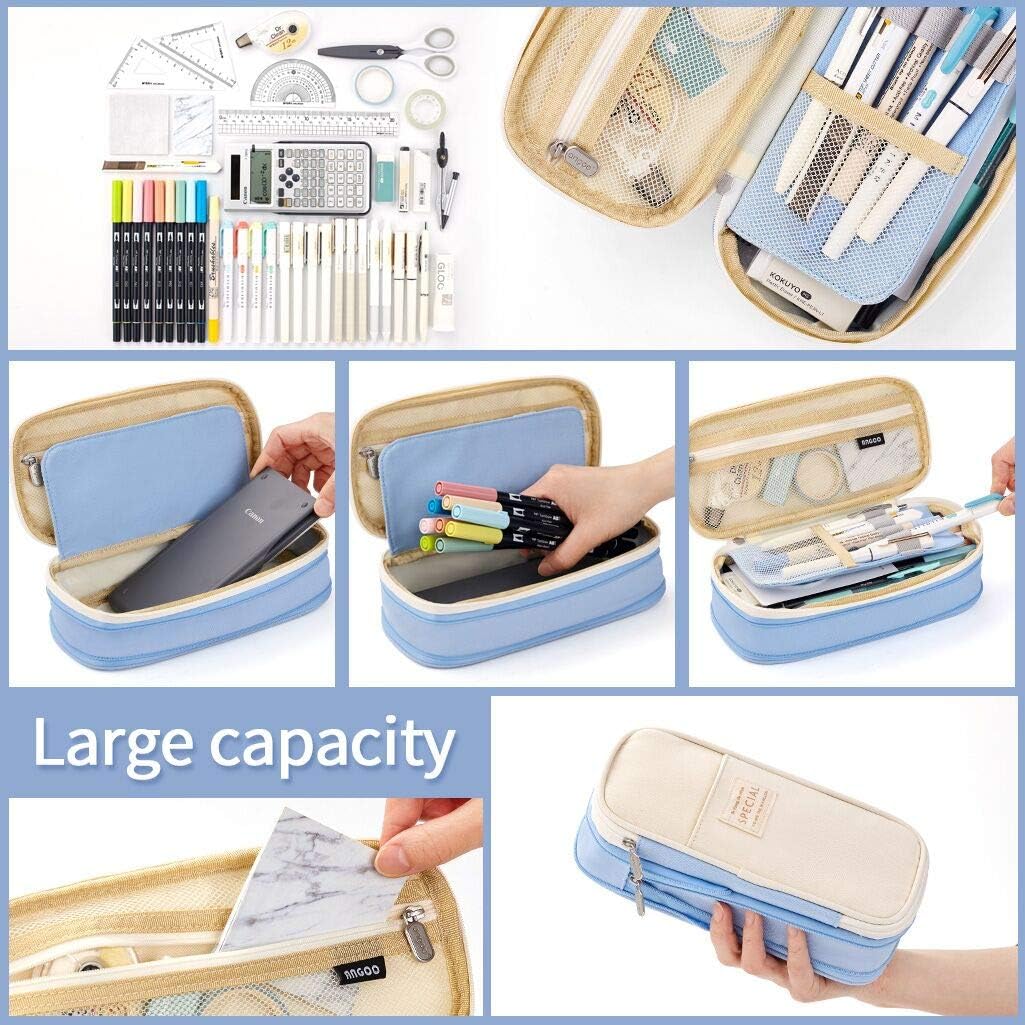 Buy now EASTHILL Big Capacity Pencil Pen Case Office College School Large Storage High Capacity Bag Pouch Holder Box Organizer Light Blue at indiglob india