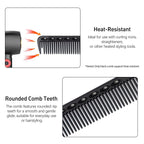 3-Piece Carbon Fiber Salon Hairdressing Comb Set - Fine Cutting Comb for Men & Women - Heat Resistant - Black, Grey, White