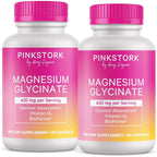 Pink Stork Magnesium Glycinate 420mg, Berry Essence, 60 Capsules | With Vitamin D, Supports Natural Calm, Mood, and Sleep, Hormone Balance for Women, 1 Month Supply