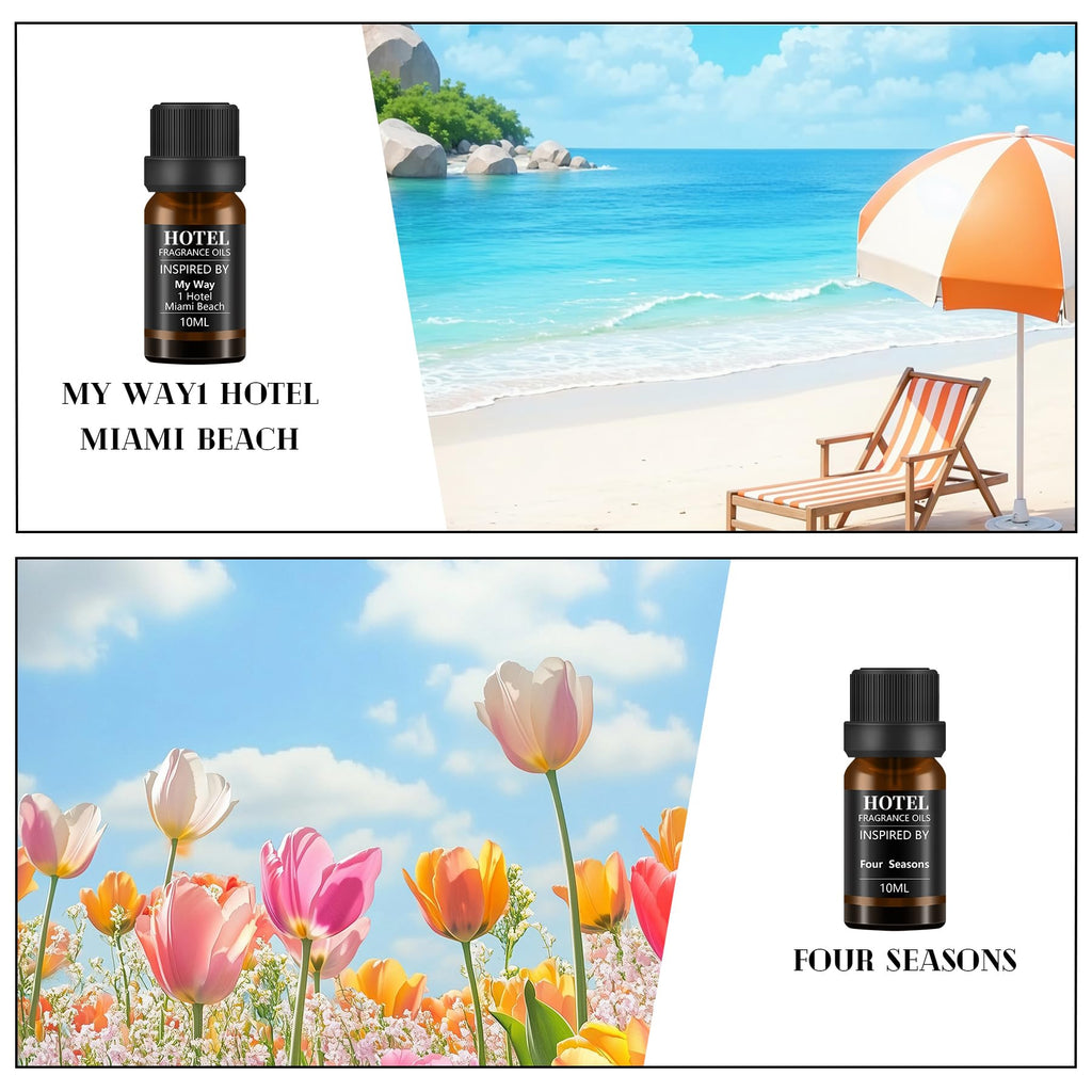 Hotel Collection Diffuser Essential Oil Gift Set,Hotel Scents for Home,Stress Relief Air Freshening,My Way,The Beach Villas and Other Luxury Hotel Scents Waterless Essential Oil Diffuser