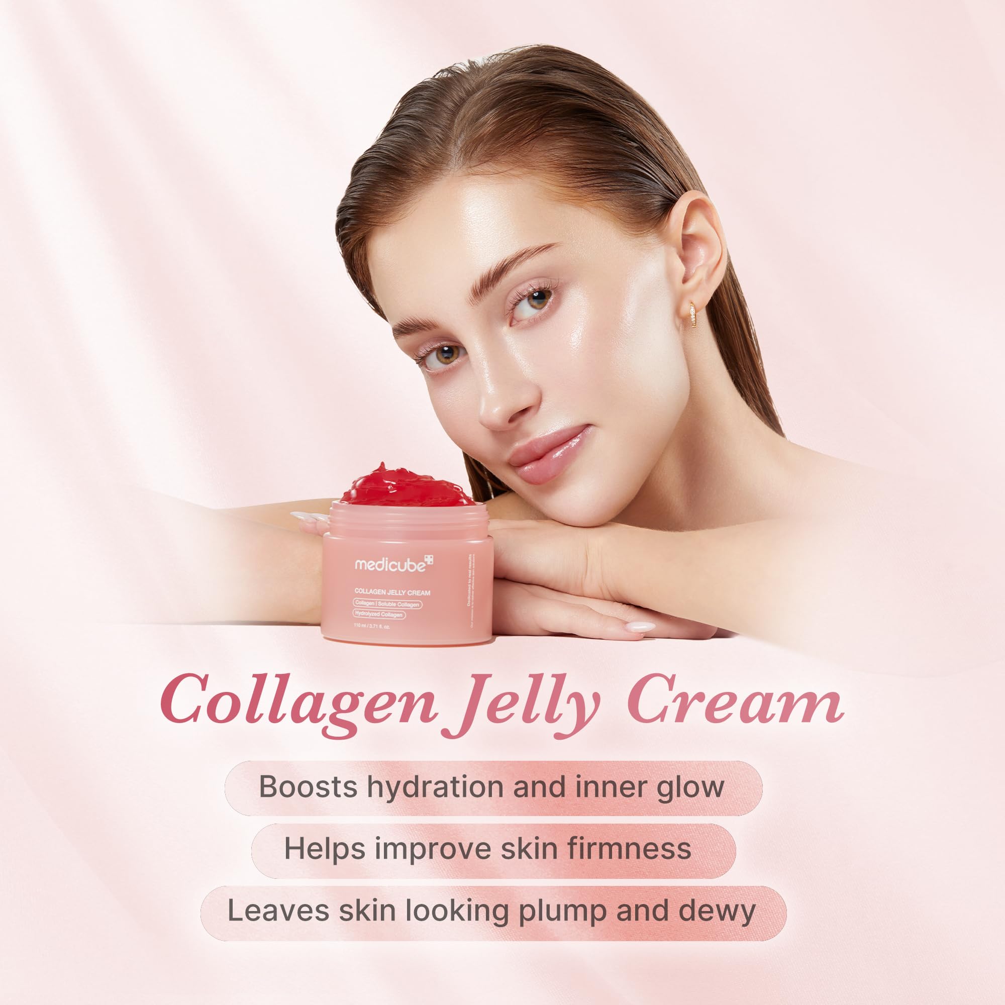 medicube Jelly Cream with Collagen & Niacinamide, 1.69 fl.oz | Freeze-Dried Hydrolyzed Collagen for Skin Barrier Hydration, 24H Glow & Lifted Look, Korean skincare, 1.69 fl.oz