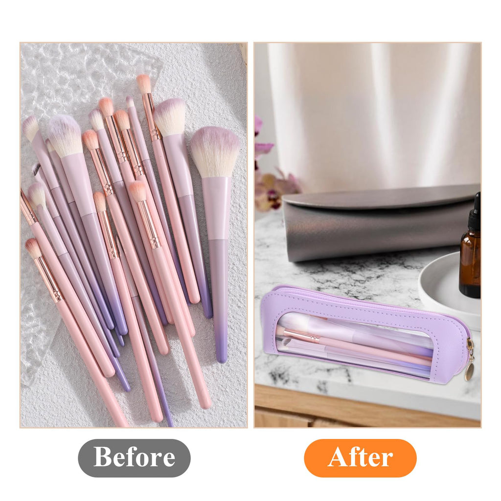 Psyqtsuary Small Clear Makeup Bag in purple, perfect for organizing cosmetics. Available online for easy ordering.