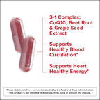 Qunol 3-in-1 Beet Roots Capsules with CoQ10, Blood Pressure Support, 60ct | Supports Healthy Blood Circulation & Heart Healthy Energy, From the #1 Brand of CoQ10, Vegetarian, No Synthetic Dyes