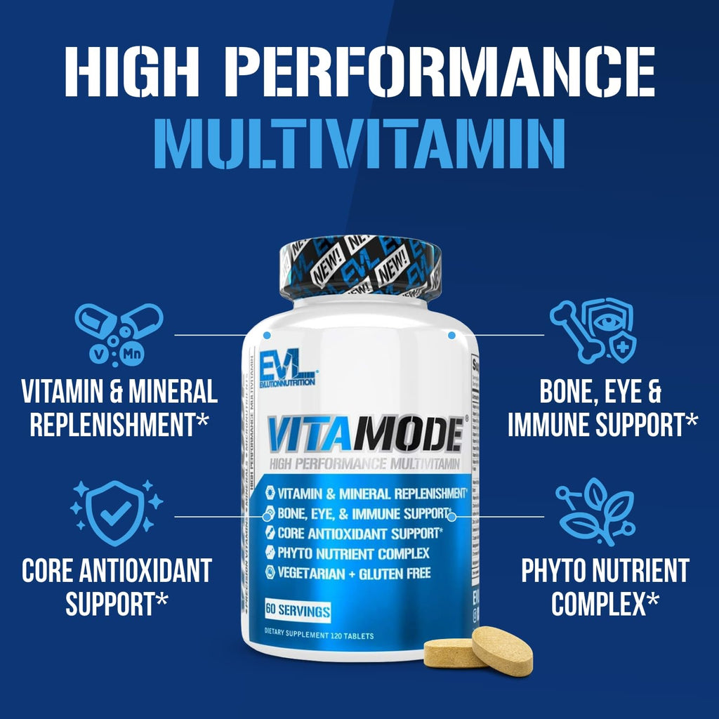 EVL Vitamode - Advanced Daily Men's Multivitamin - 60 Servings | Essential Minerals - Phytonutrient Complex - Active Mens Vitamins for Energy with Lycopene for Muscle Bone and Immune Support