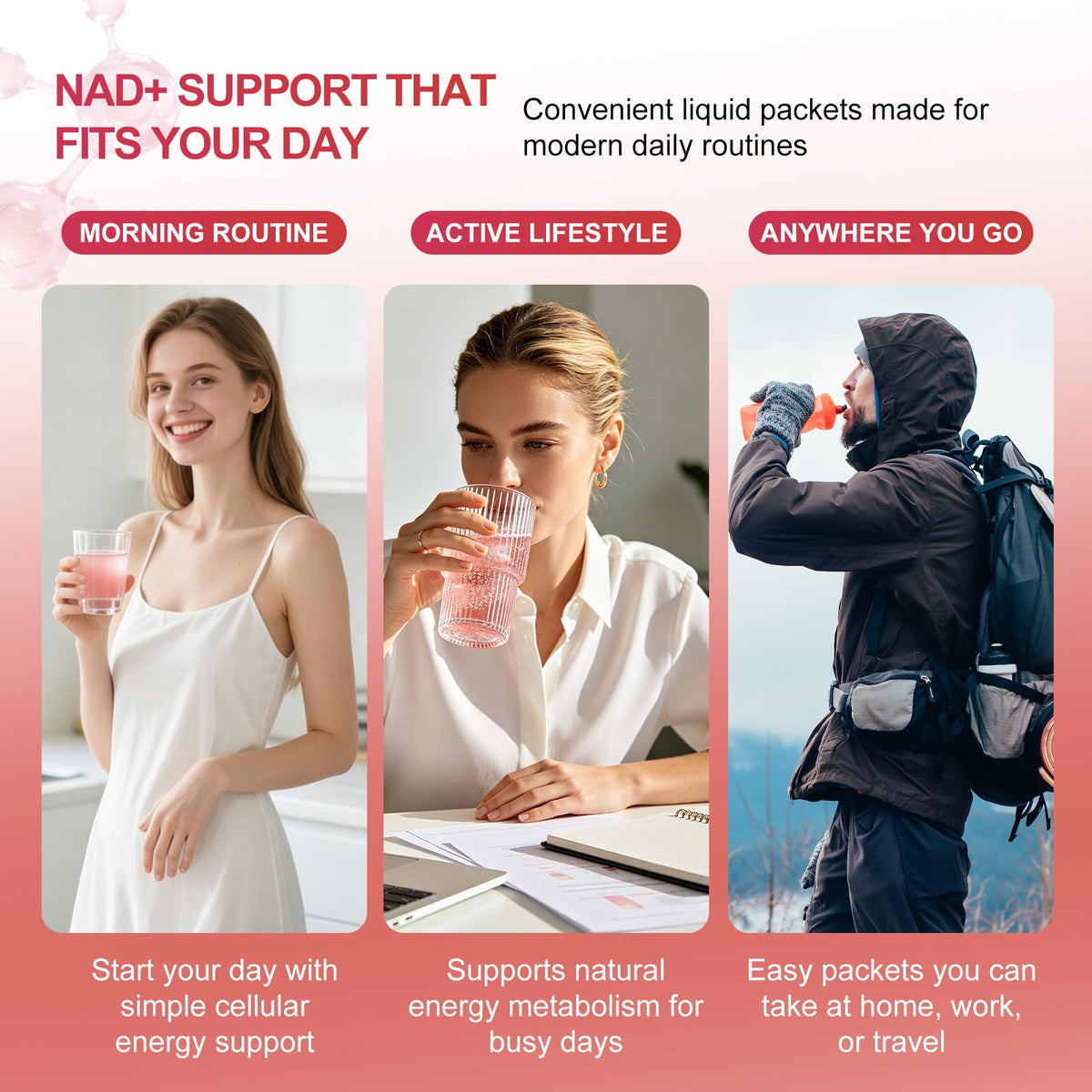 Updated NAD Plus 1000mg Liquid Supplement for Women & Men, 30 Packets