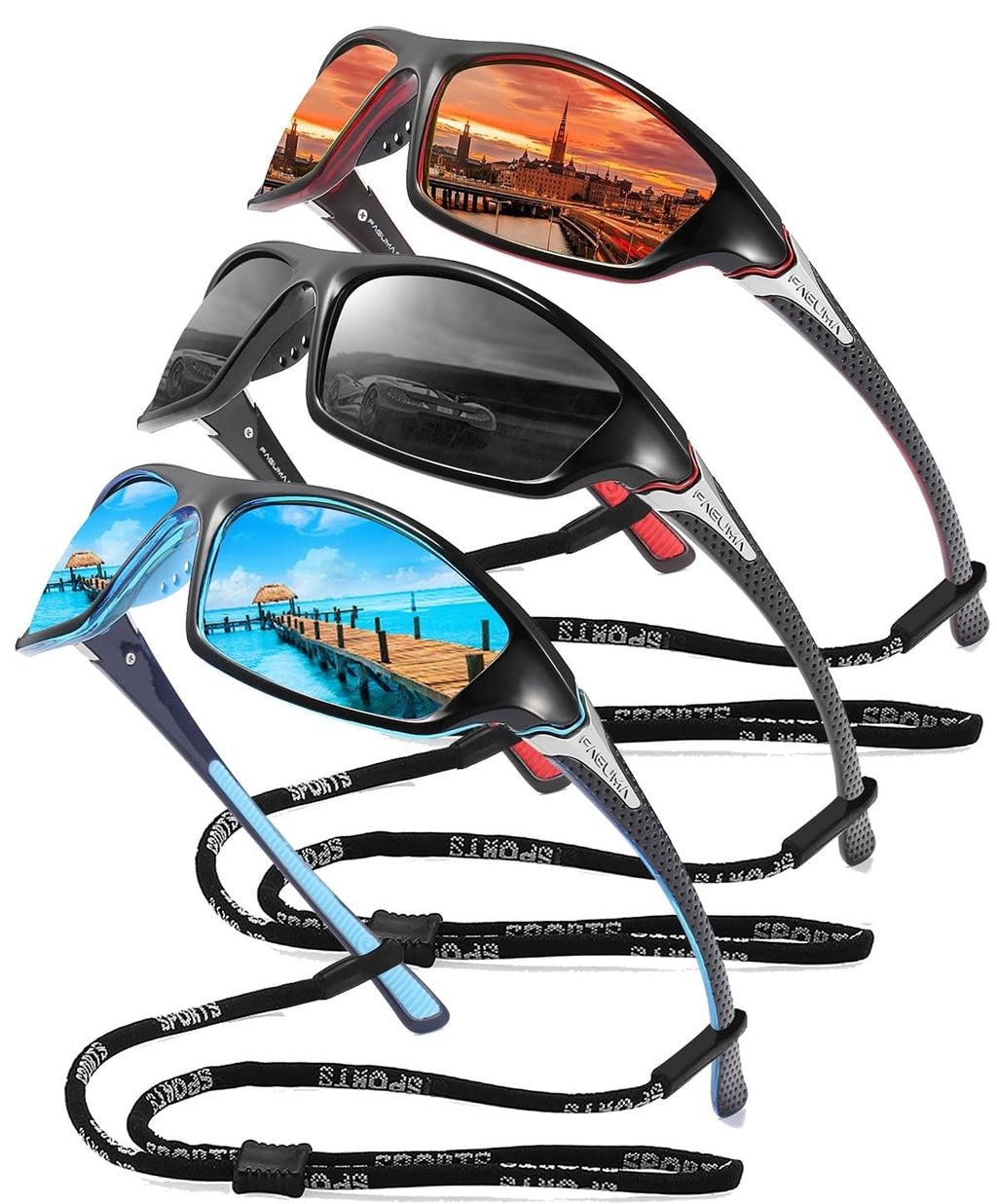 Buy now FAGUMA Sports Polarized Sunglasses For Men Cycling Driving Fishing UV400 Protection at indiglob india