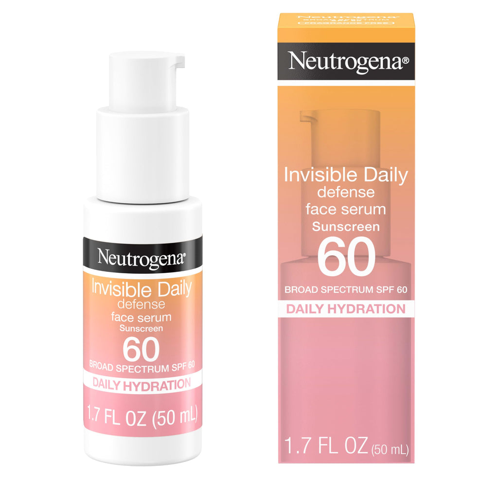 Neutrogena Invisible Defense Face Serum, SPF 60, Fragrance Free 1.7 fl. oz | Broad Spectrum Sunscreen, Hydrating Serum, Water-Resistant, Contains Antioxidants