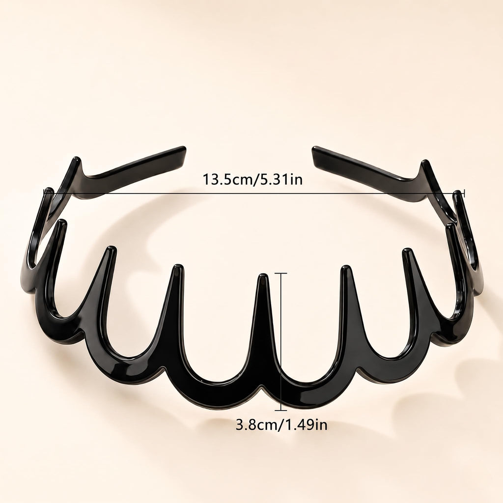 5 Pcs Zig Zag Headbands for Women, Non Slip Plastic Wavy Headband with Teeth, Flexible Comb Hair Bands for Thick Curly Thin Hair, Retro 90s Y2K Hair Accessories Set