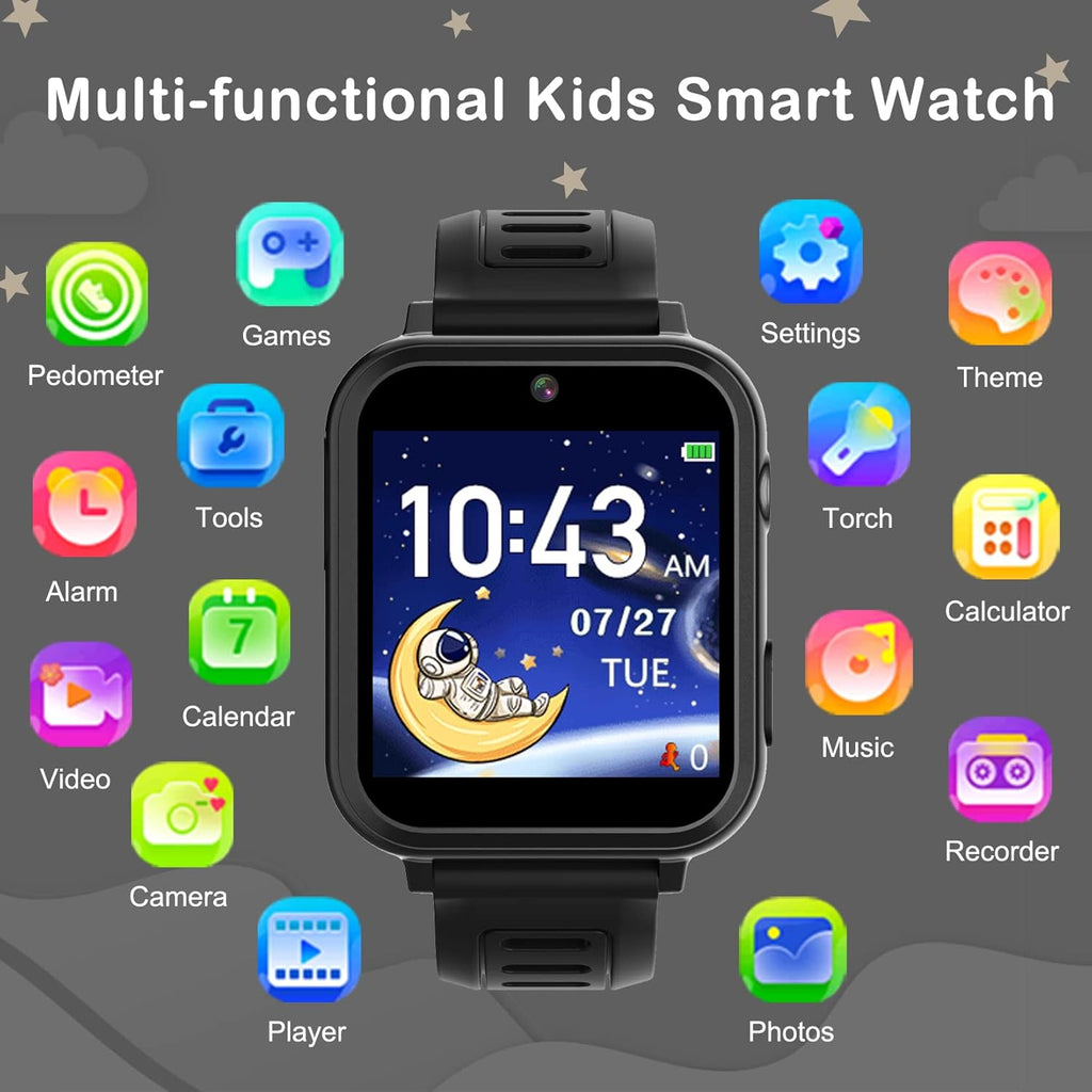 Buy now Phyulls Smart Watch for Kids, Smart Watch Toys with 39 Games Camera Video Recorder Music Alarm Calculator Calendar Flashlight Stopwatch Pedometer Gift Toys for 3-12 Years Old Boys and Girls (Black) at indiglob india