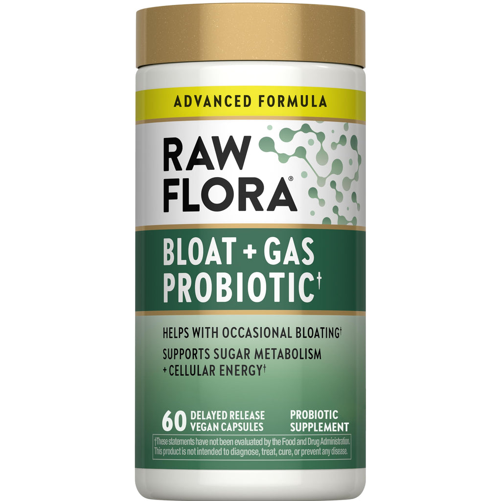 Raw Flora Bloat and Gas Probiotic for Women & Men | 60 Capsules