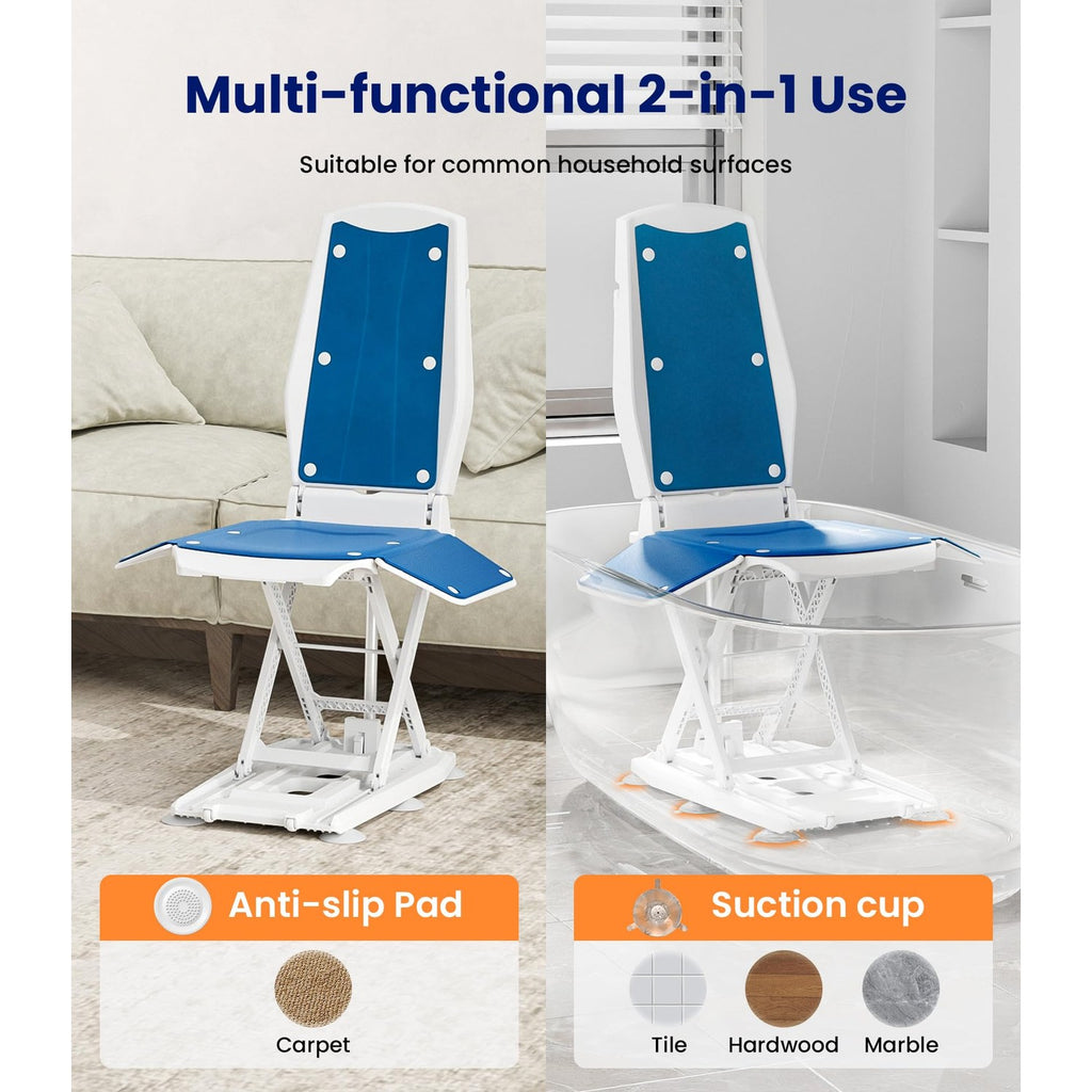 VOCIC Upgrade Electric Chair Lift with Wheels, Get Up from Floor, Portable Lift Assist Devices for Elderly, Includes 2 Types Suction Cups, Support Up to 300 LBS, No Assembly, AX10