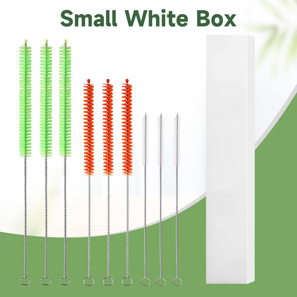 9PCS Reusable Long Colored Straw Cleaner Brush Set 12" Bendable