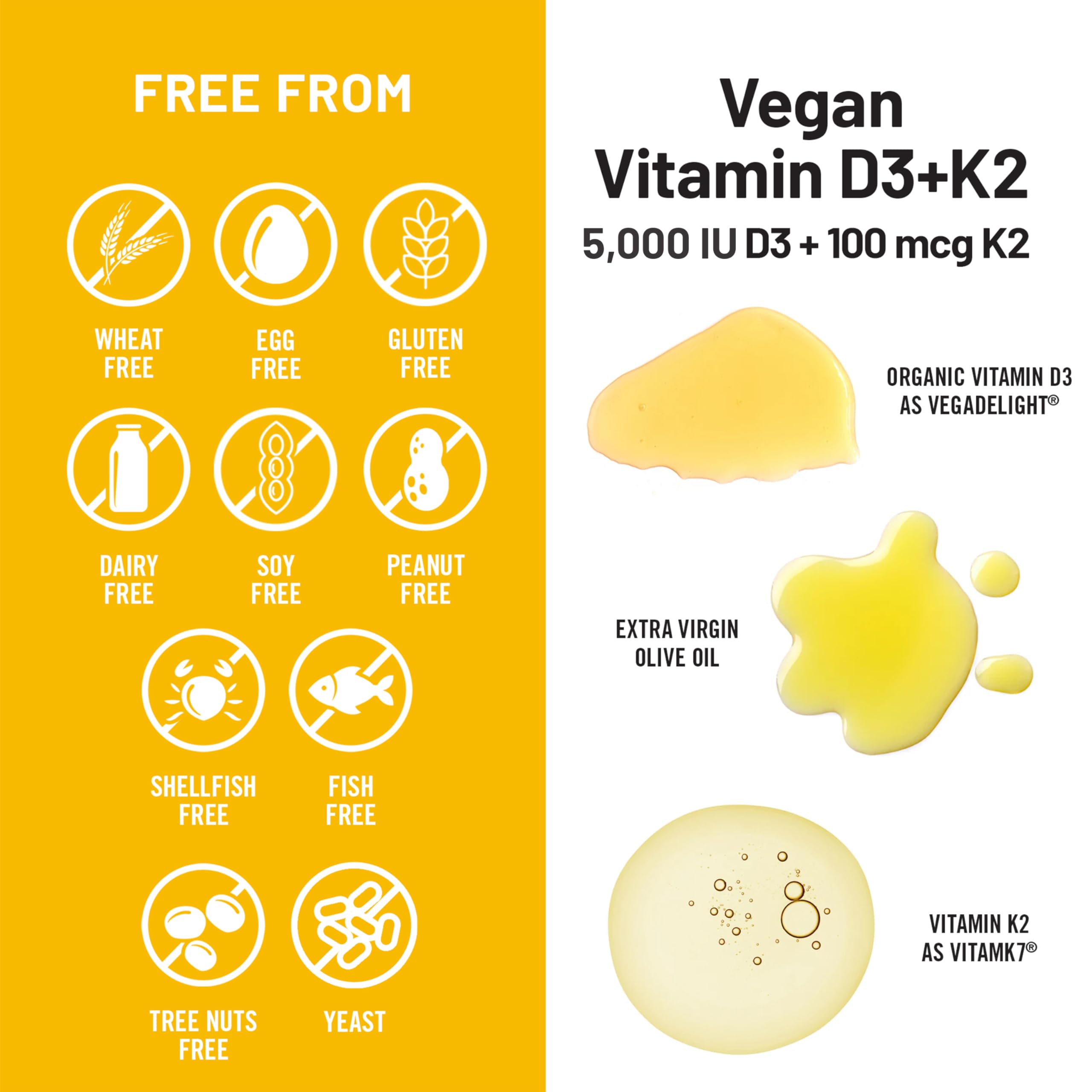 NatureWise Vegan Vitamin D3 K2 Supplement, 5000IU + 100mcg, 60 Softgels | High Absorption D3 & K2 - Organic Cold-Pressed Olive Oil - Immune & Bone Health Support - 2-Month Supply