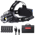 Sinvimes 99000 High Lux LED Rechargeable Headlamp, 95H Long Battery Life Head Lamp with 5 Modes & IPX7 Waterproof & Zoomable, 125° Adjustable Head Light for Adults, Outdoor, Camping, Hardhat