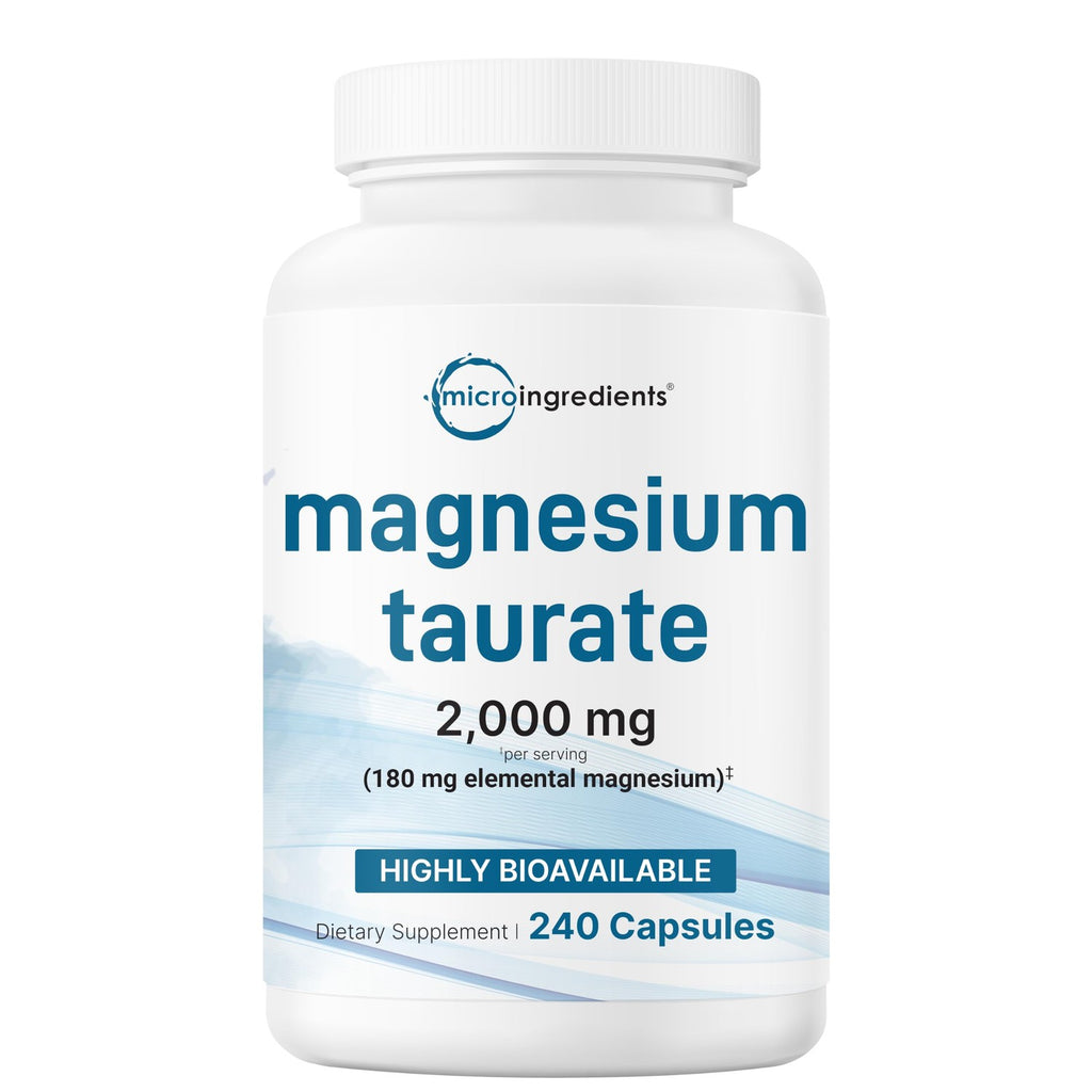 Magnesium Taurate 2,000mg, 240 Capsules | Highly Bioavailable Chelated Magnesium Supplement | Mineral Supplements for Men & Women | Non-GMO, Gluten Free