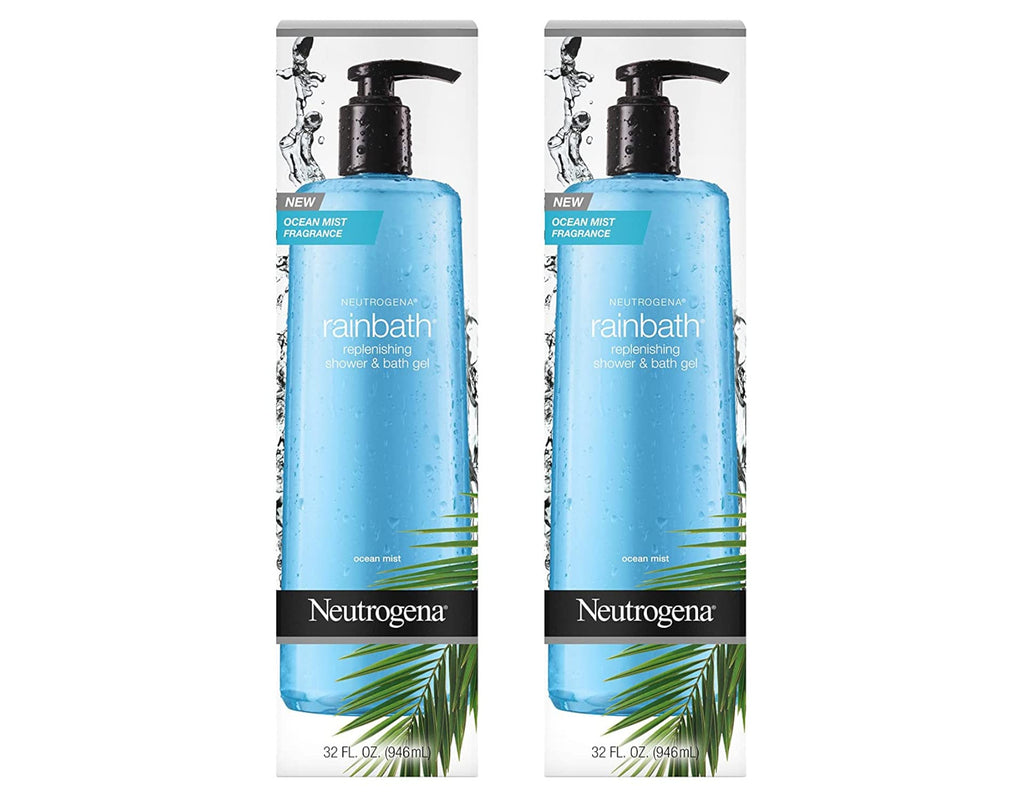 Buy now Neutrogena Rainbath Replenishing and Cleansing Shower and Bath Gel, Moisturizing Body Wash and Shaving Gel with Clean Rinsing Lather, Ocean Mist Scent, 32 fl. oz (Pack of 2) at indiglob india