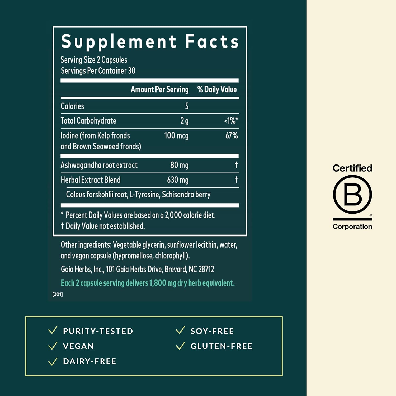 Buy now Gaia Herbs Thyroid Support - Made with Ashwagandha, Kelp, Brown Seaweed & Schisandra to Support Healthy Metabolic Balance & Overall Well-Being* - 60 Vegan Liquid Phyto-Capsules (20-Day Supply) at indiglob india