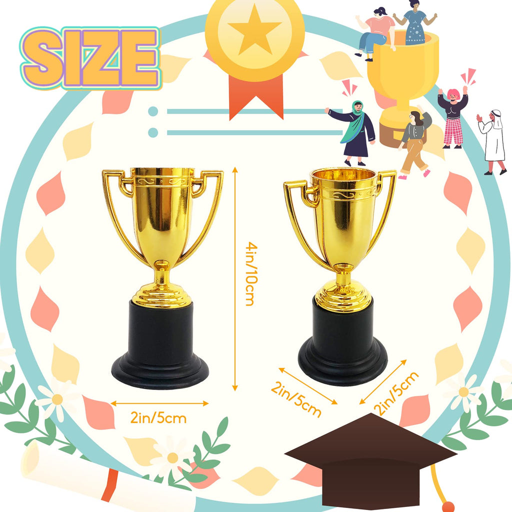 24 Pack Mini Trophies for Kids Awards,Plastic Gold Award Trophy Cups,Golden Award Trophy Cups Set,Gold Participation Trophys Cup for Party Favors,Rewards,Props,Sports,Competitions(4 in)