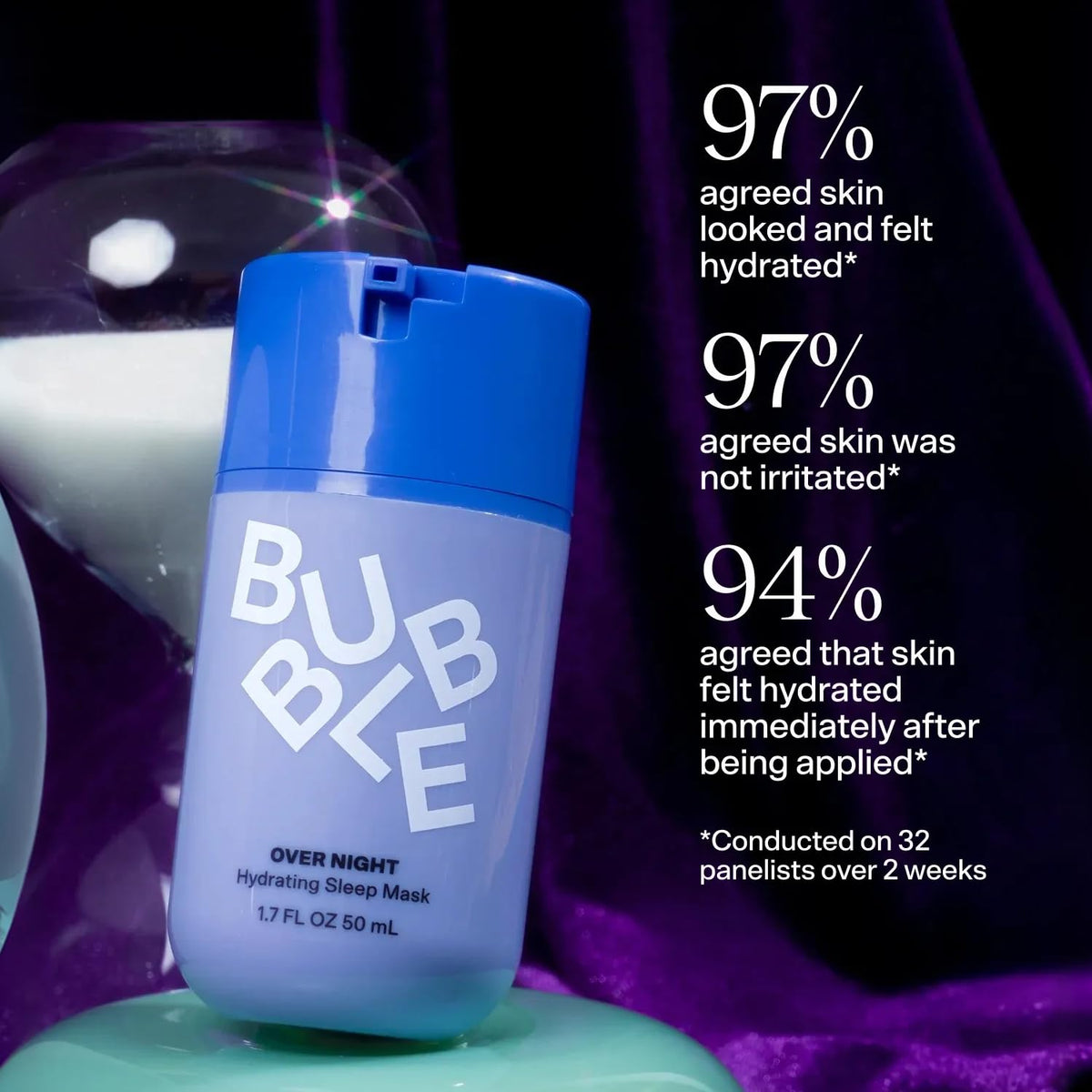 Bubble Skincare Over Night Hydrating Sleep Mask - Gentle Exfoliating Overnight Face Mask for Skin Barrier Repair - Formulated with Mandelic Acid & Sodium PCA to Hydrate, Brighten & Soothe Skin (50ml)