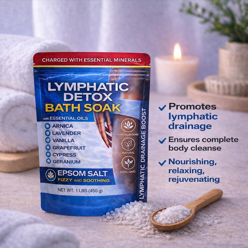 Bruizex Arnica Montana Bath Salts, Epsom Salt Bath Soak with Magnesium, 1lb | Infused with six essential oils; for lymphatic drainage, body detox, foot soaks and post-surgery swelling