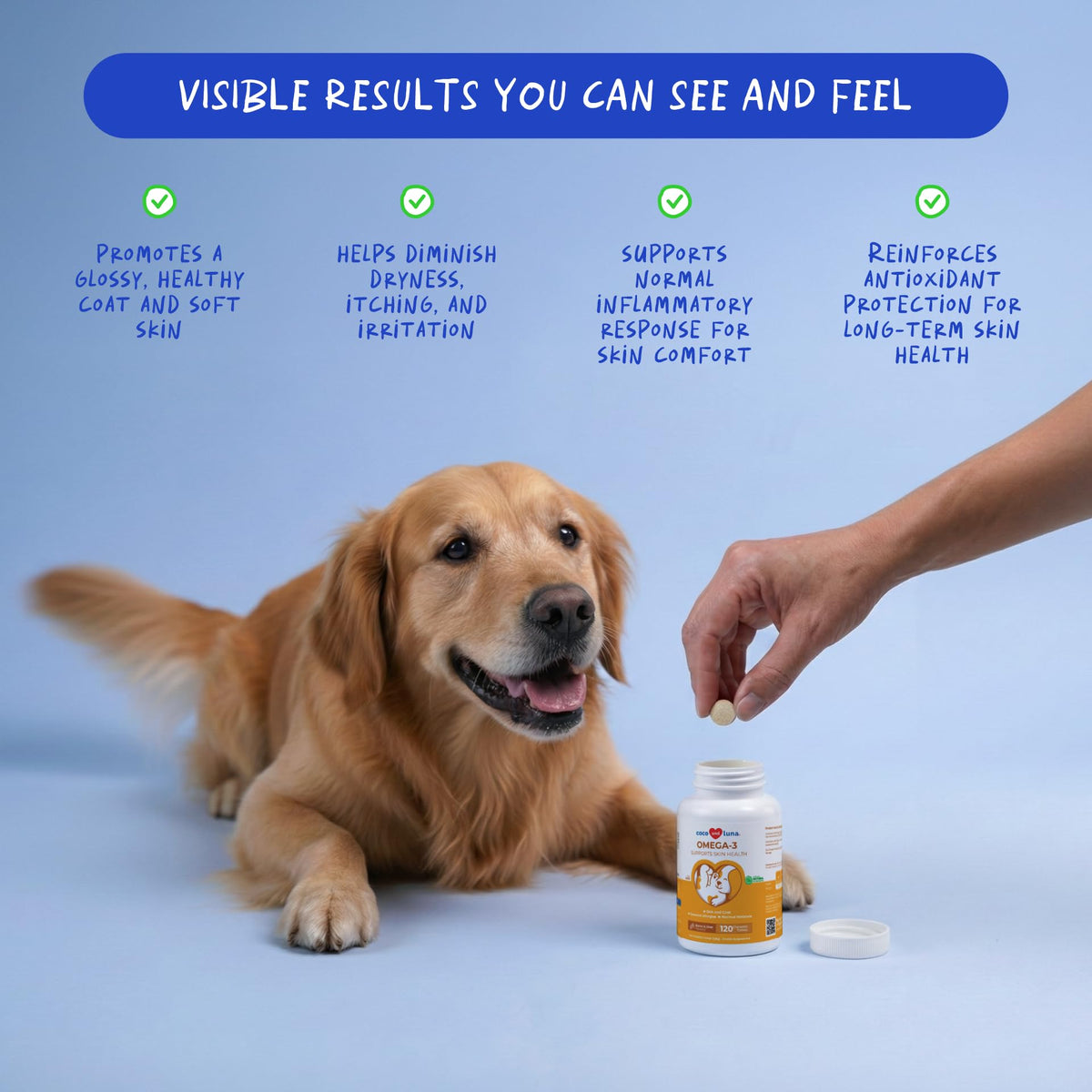 Dog Omega 3 Fish Oil Skin and Coat Supplement for Dry Skin & Allergy Relief