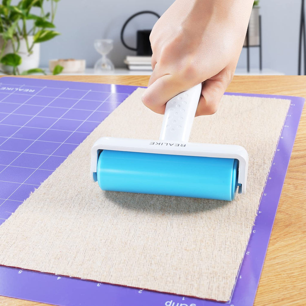 REALIKE Brayer Roller & Mat Tweezers Remover Set Craft Stamping Brayer Tools Compatible with Cricut/Silhouette/Brother Crafting Printmaking