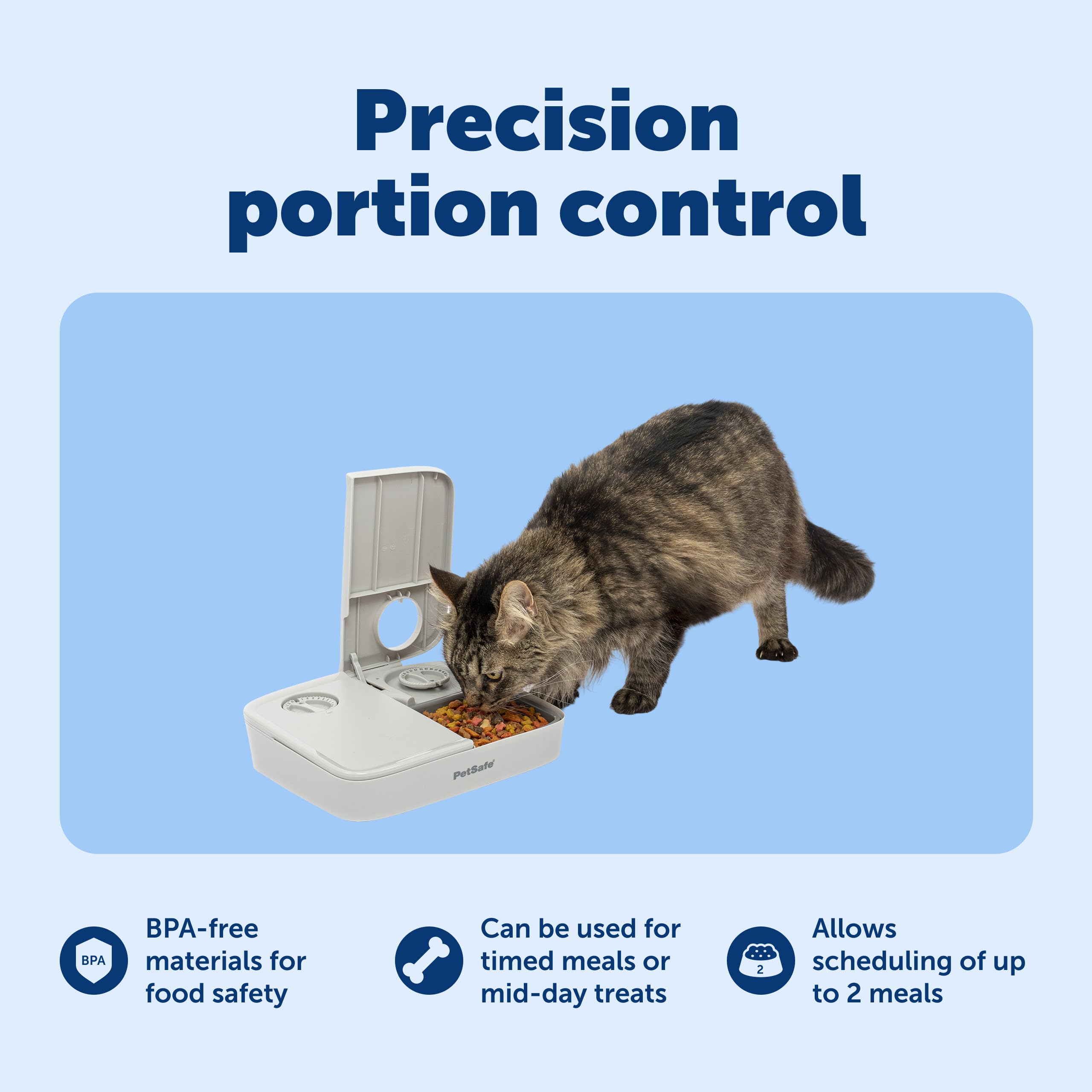 Buy now PetSafe Analog 2 Meal Programmable Pet Feeder, Automatic Dog and Cat Feeder - Dry or Semi-Moist Pet Food Dispenser, Slow Feed Portion Control (3 Cup/16 Ounce Total Capacity), Tamper-Resistant Design at indiglob india
