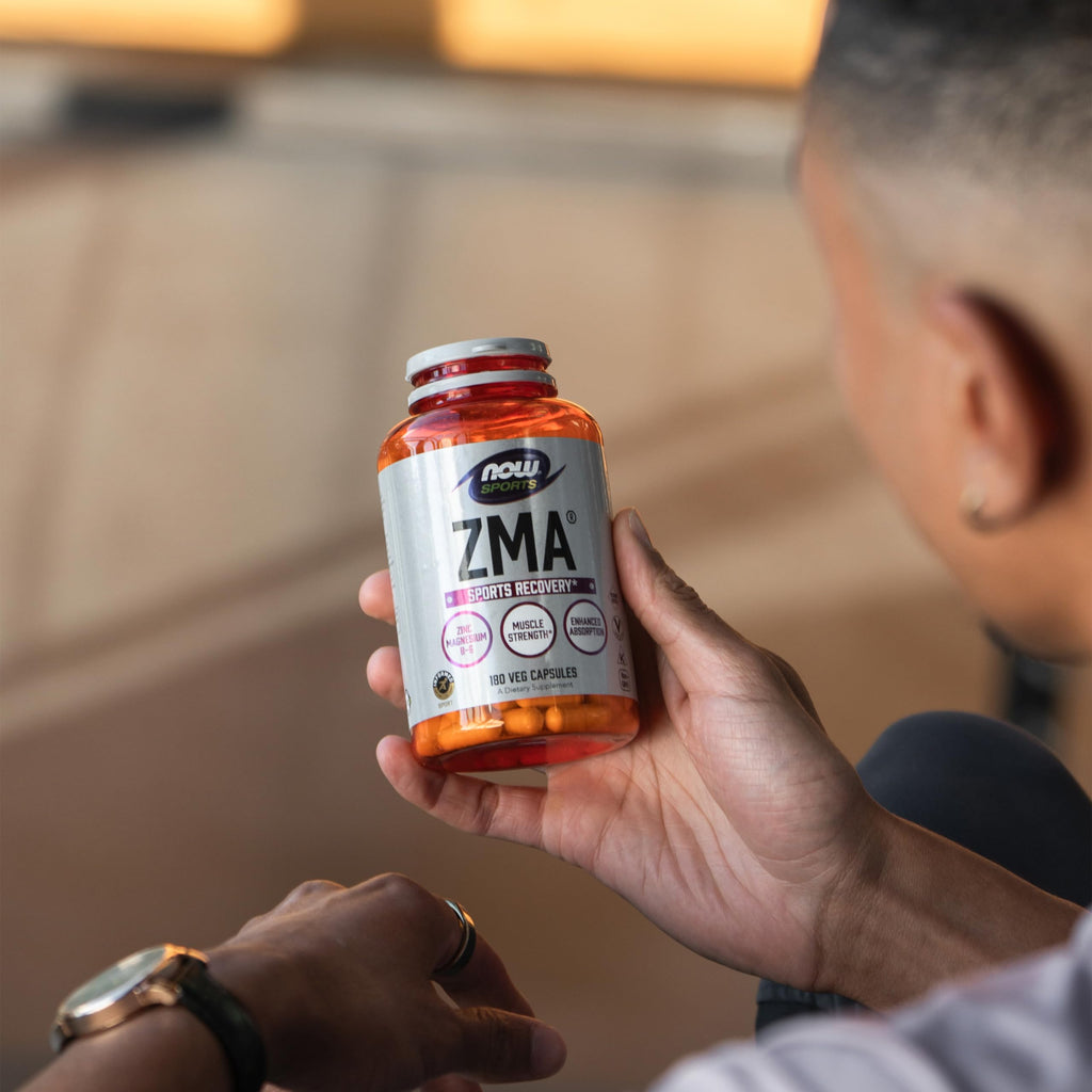 Buy now NOW Foods Sports Nutrition, ZMA (Zinc, Magnesium and Vitamin B-6), Enhanced Absorption, Sports Recovery*, 180 Capsules at indiglob india