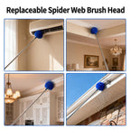 Cobweb Duster with Extension Pole, Washable Cleaning Duster Kit with 3 Duster Heads, Cobweb Duster, Corner Brush, Gap Dust Cleaner, Telescoping Pole for Ceiling Fan, Long Duster for high Ceilings