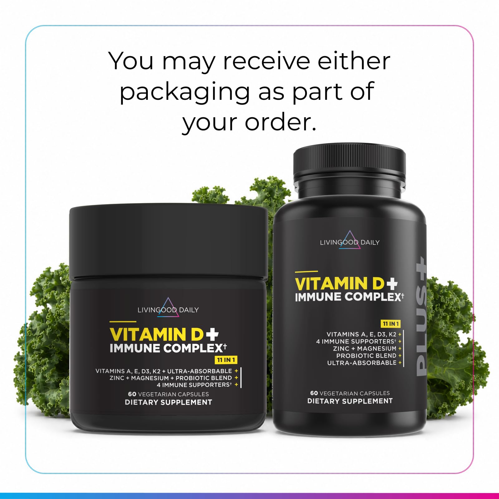 Livingood Daily 4000 iu Vitamin D3 K2 Magnesium Supplement, 60 Capsules | 11-in-1 Immune Complex, Vitamins A, E, D, K, Zinc, Magnesium, Probiotics, Healthy Fats, Ultra-Absorption Formula, Made in USA