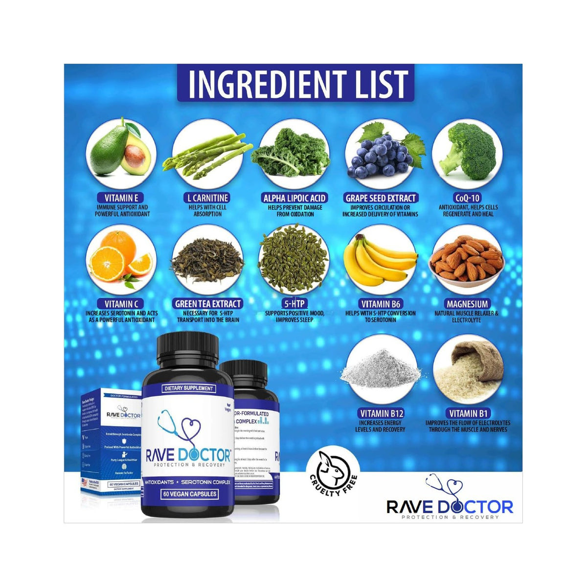 Rave Doctor 5 HTP Supplement - Essential Rave Vitamins for Festival Goers, Rave Accessories, Festival Essentials, Festival Gear, Rave Essentials, 5htp Supplement