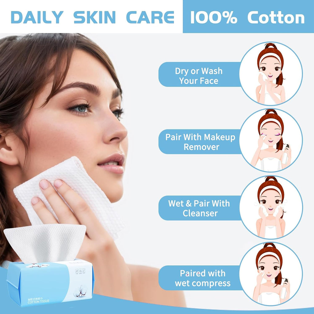 Buy now Cotton Facial Dry Wipes, 100 Count, Deeply Cleansing Disposable Face Towel Wash Cloth, Multi-Purpose for Skin Care, Make-up and Face Wipes, Facial Cleansing at indiglob india