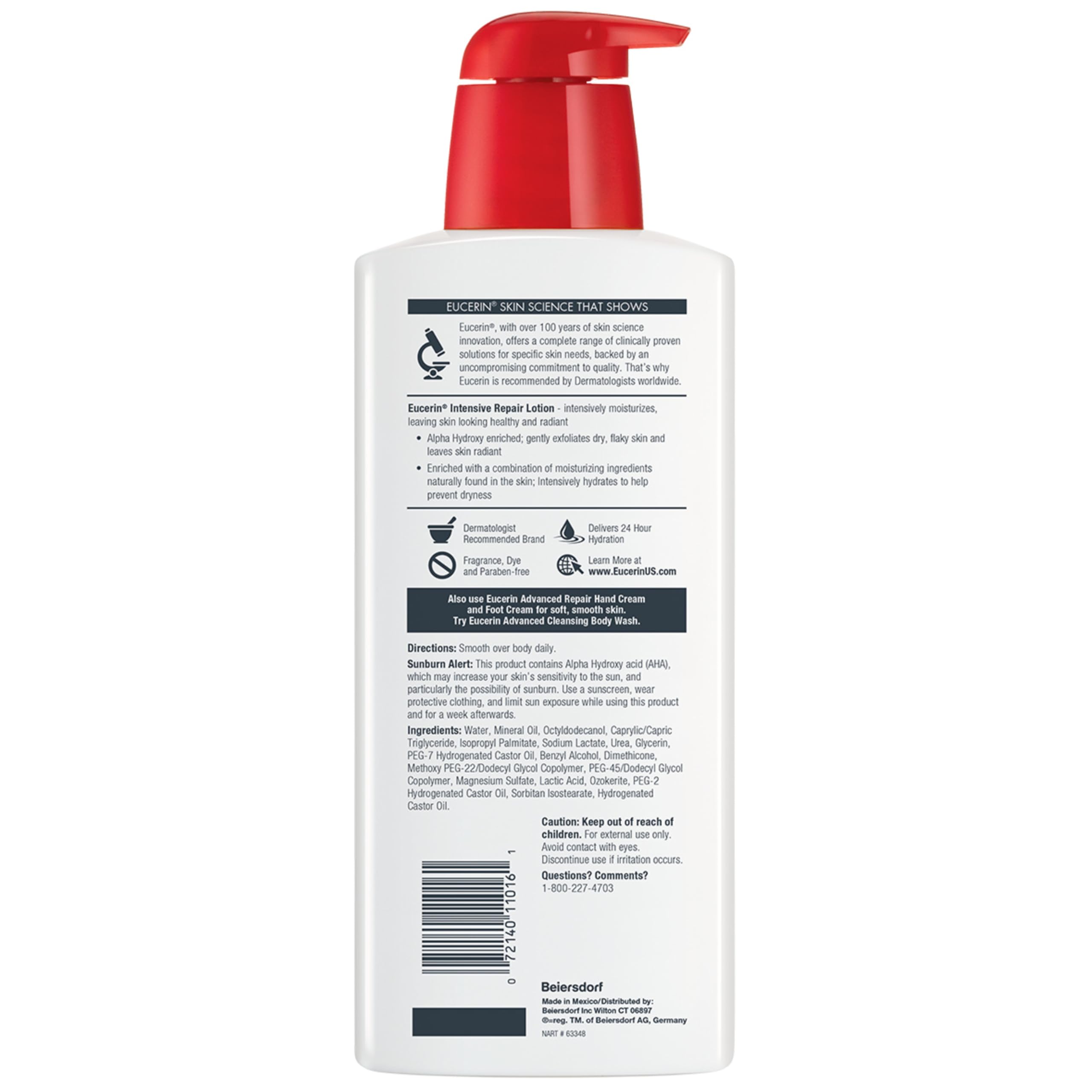 Buy now Eucerin Intensive Repair Body Lotion for Dry Skin with Alpha Hydroxy, Body Moisturizer for Very Dry Skin, Moisturizes, Exfoliates and Conditions, Fragrance Free and Paraben Free, 16.9 Fl Oz Bottle at indiglob india