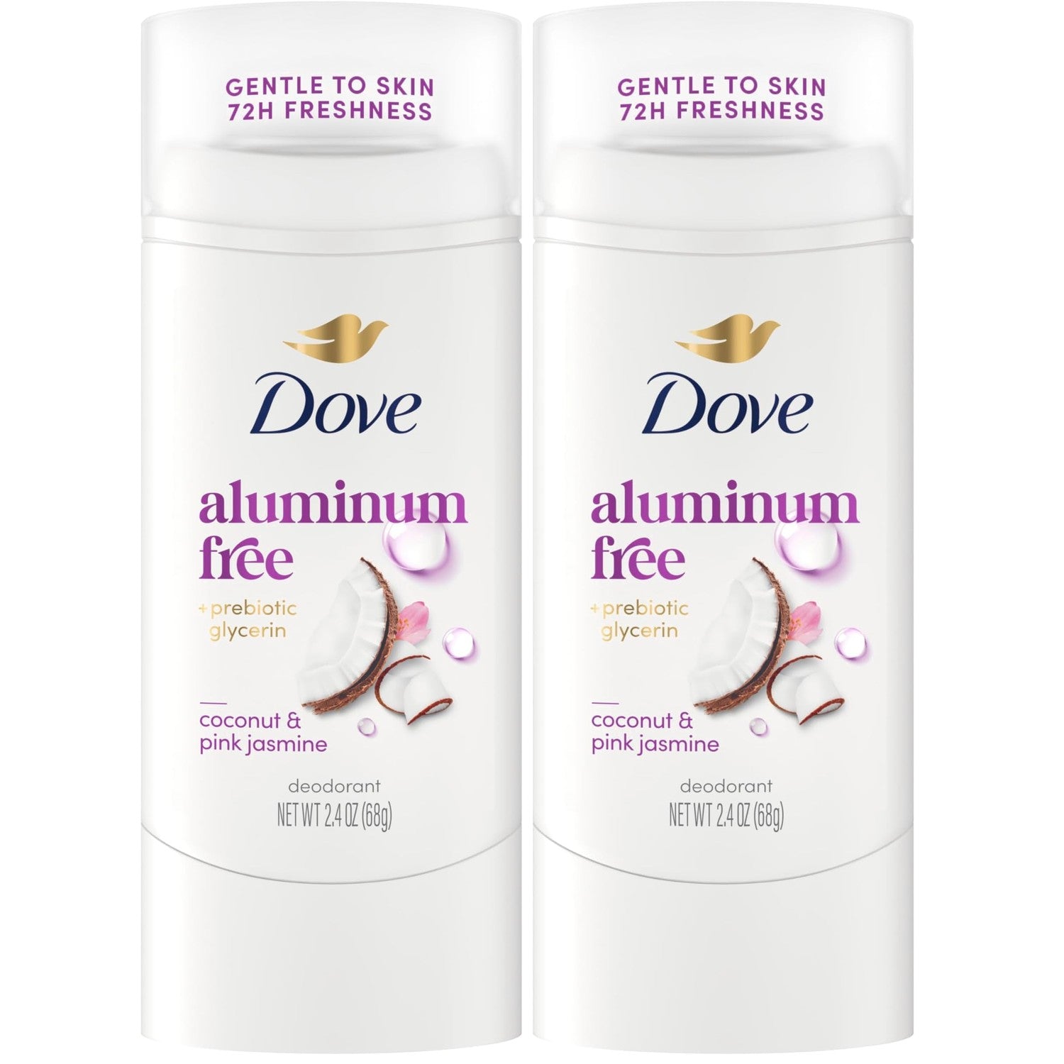 Dove Deodorant Stick Coconut & Pink Jasmine Aluminum Free 2.4 Oz | 72H Odor Protection