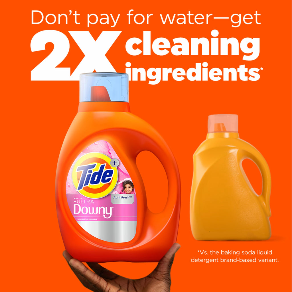 Buy now Tide Plus Boost of Ultra Downy Liquid Laundry Detergent, April Fresh Scent, 92 fl oz, 65 Loads, Laundry Detergent Liquid with Long-Lasting Freshness at indiglob india