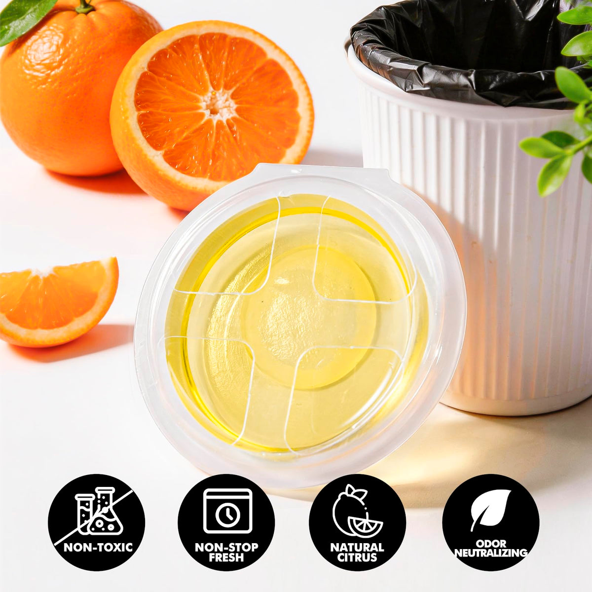 10 Pack Trash Can Deodorizer, Citrus Scent Stick-On Gel Air Freshener Up to 30 Days, Long Lasting Odor Absorber for Kitchen Garbage Bin, Bathroom, Diaper Pail, Closet, Each 0.176 Oz